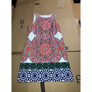 London Time Shift Dress, Women's Paisley Mini, Sleeveless Red,‎ Spiral, Size 8